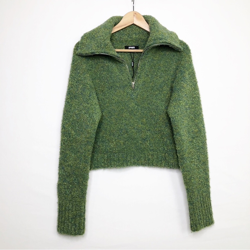Apparis Green quarter-Zip Wool Blend Sweater